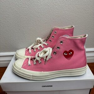 Converse Chuck Taylor All Star 70 Hi Comme des Garcons PLAY Bright Pink Size 9